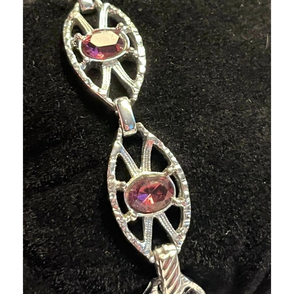 Coventry Bracelet Silver Tone Purple Pink Cut Stones Stunning